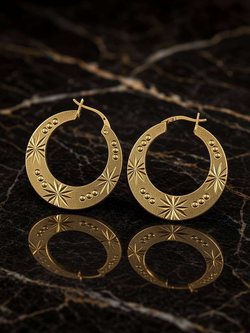 Golden Embossed Design Earrings