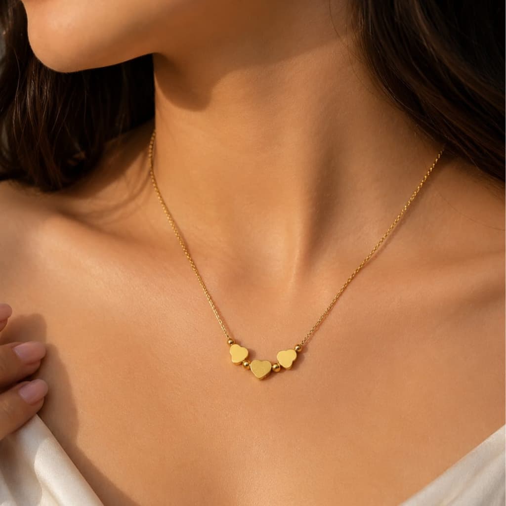 Three Hearts Pendant Necklace – Stainless Steel | Waterproof & Tarnish Resistant | Amirah