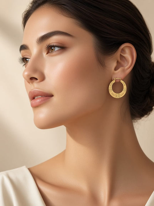 Golden Embossed Design Earrings
