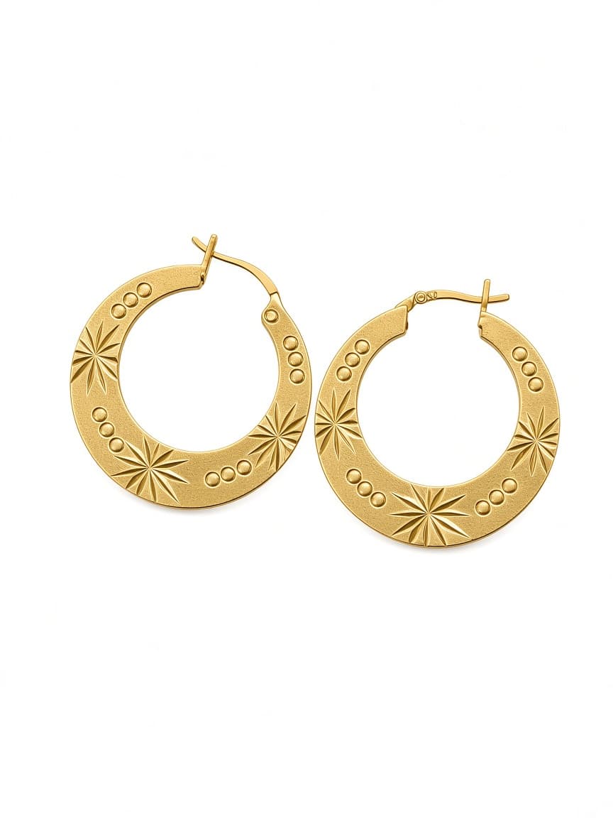 Golden Embossed Design Earrings